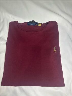 Polo Ralph Lauren Burgundy Crewneck Tee with Embroidered Pony MEDIUM